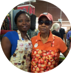 Josie with friends at the Greensboro Curb Farmer's Market